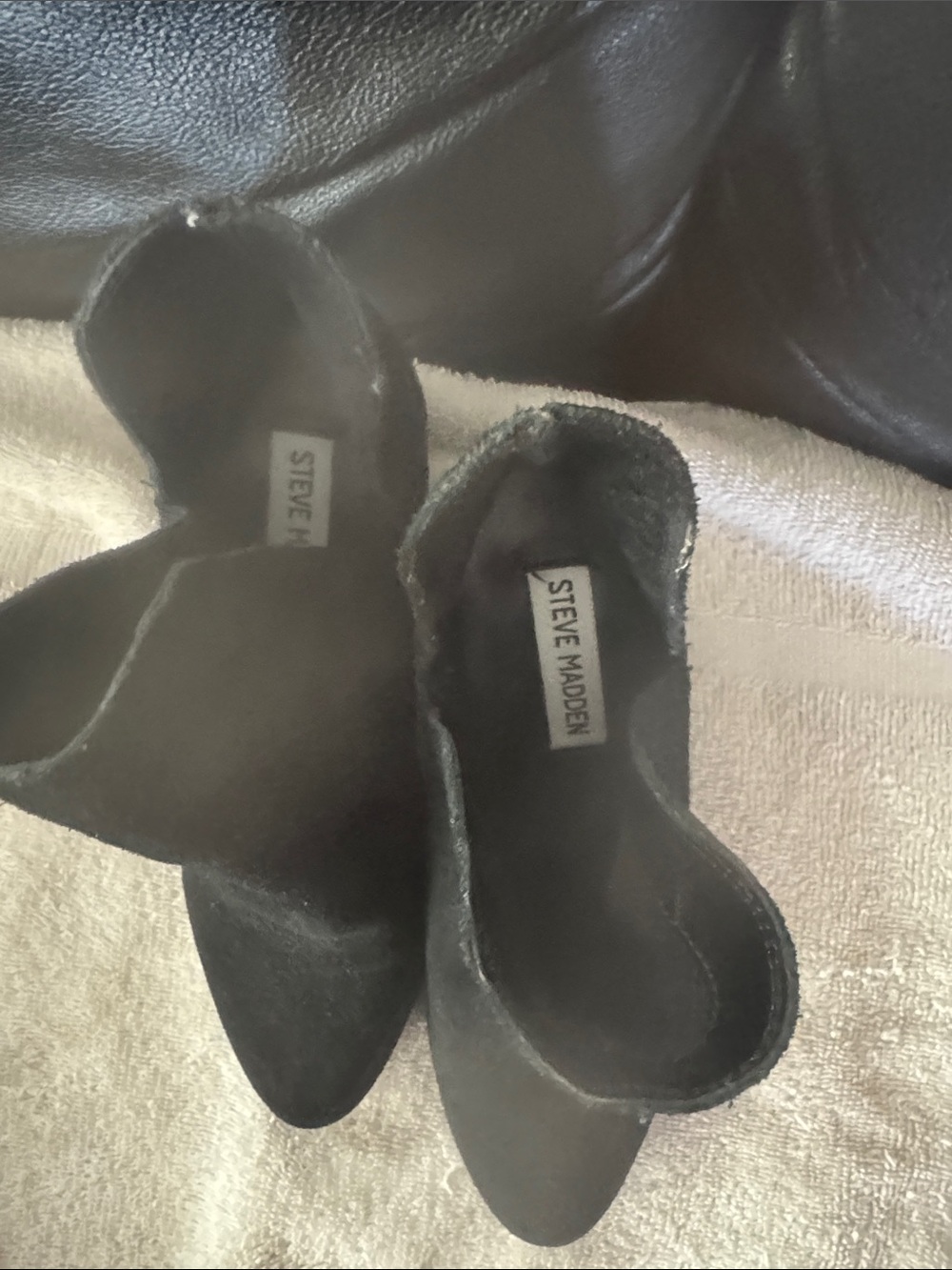 Steve Madden Black Suede Pointed Toe Ankle Boots
